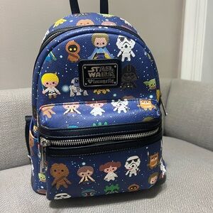 Disney World parks Star Wars Chibli characters Loungefly Blue backpack mini bag